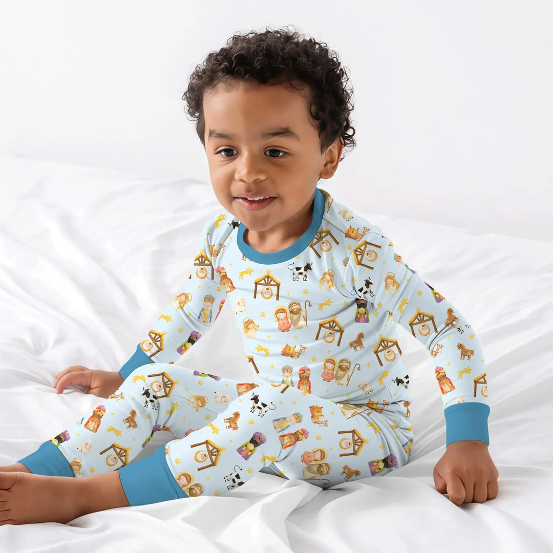 Away In A Manger Bamboo Two Piece Long Sleeve Pajama Set