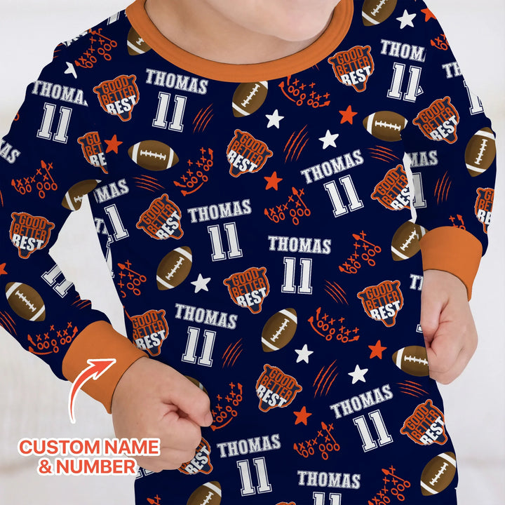 Custom Name Football Good Better Best Bamboo Two Piece Long Sleeve Pajama Set