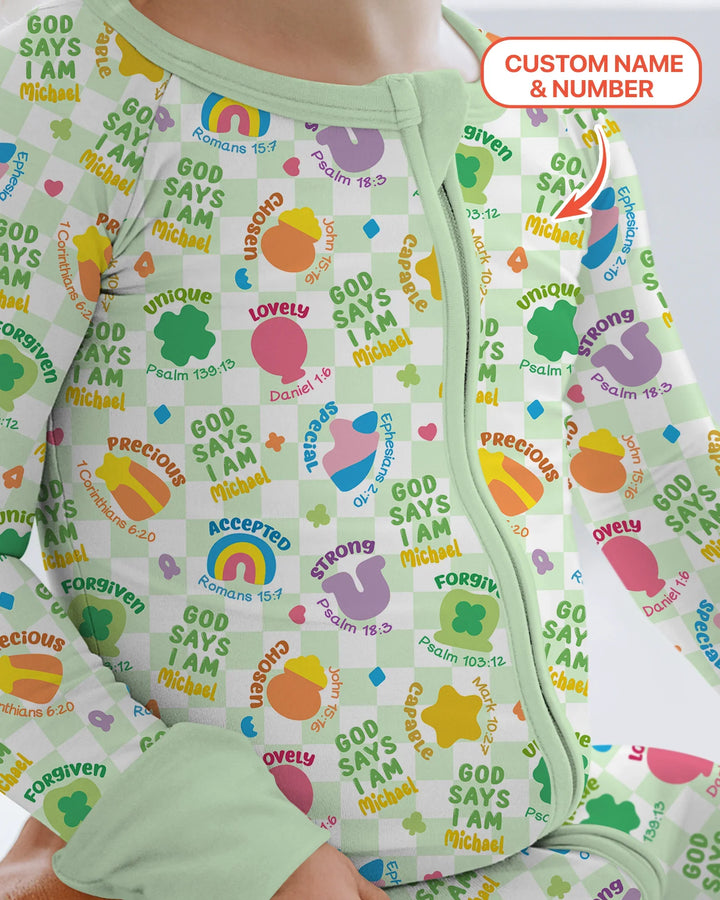 God Says I Am St. Patrick’s Day Custom Name Family Matching Bamboo Convertible Zippy