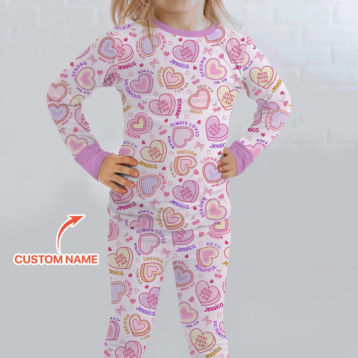 God Says I Am Sweet Heart Matching Mommy & Baby Bamboo Two Piece Long Sleeve Pajama Set