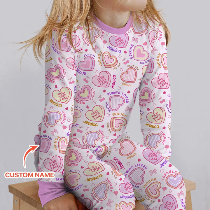 God Says I Am Sweet Heart Matching Mommy & Baby Bamboo Two Piece Long Sleeve Pajama Set