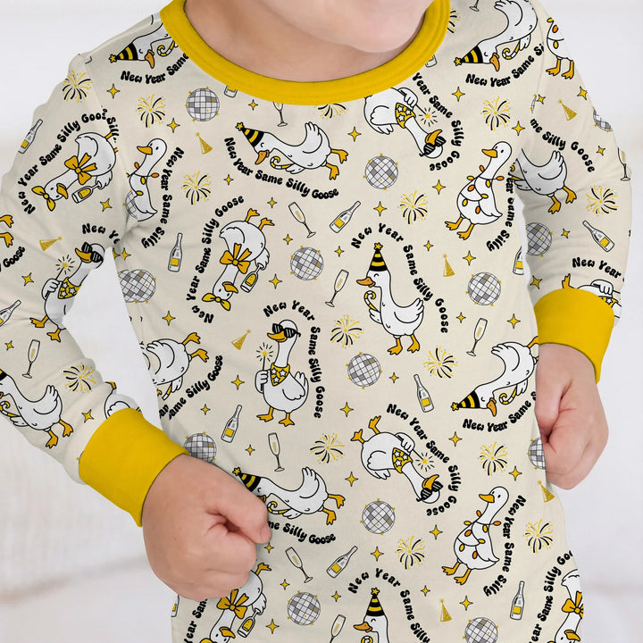 New Year Silly Goose Bamboo Two Piece Long Sleeve Pajama Set