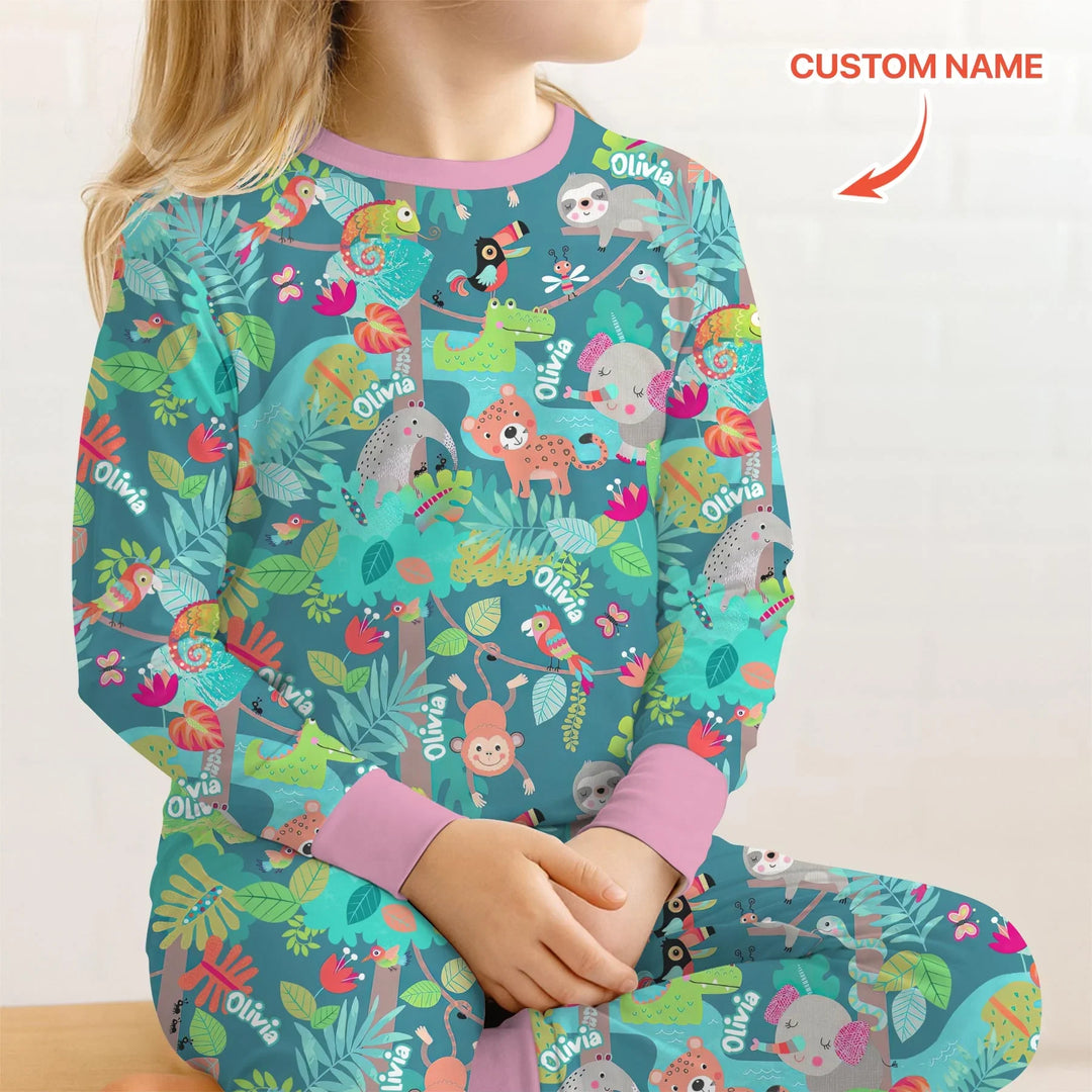 Jungle Buddy Adventure Bamboo Two Piece Long Sleeve Pajama Set