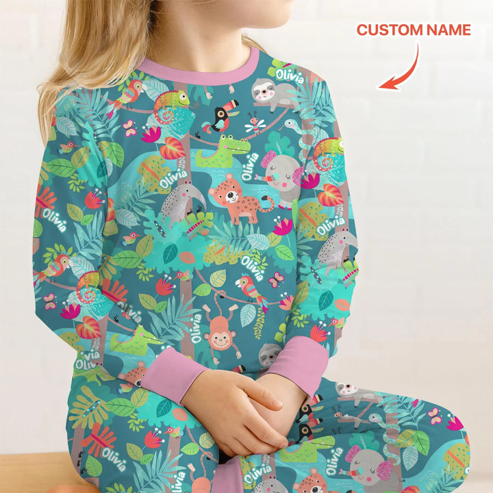Jungle Buddy Adventure Bamboo Two Piece Long Sleeve Pajama Set
