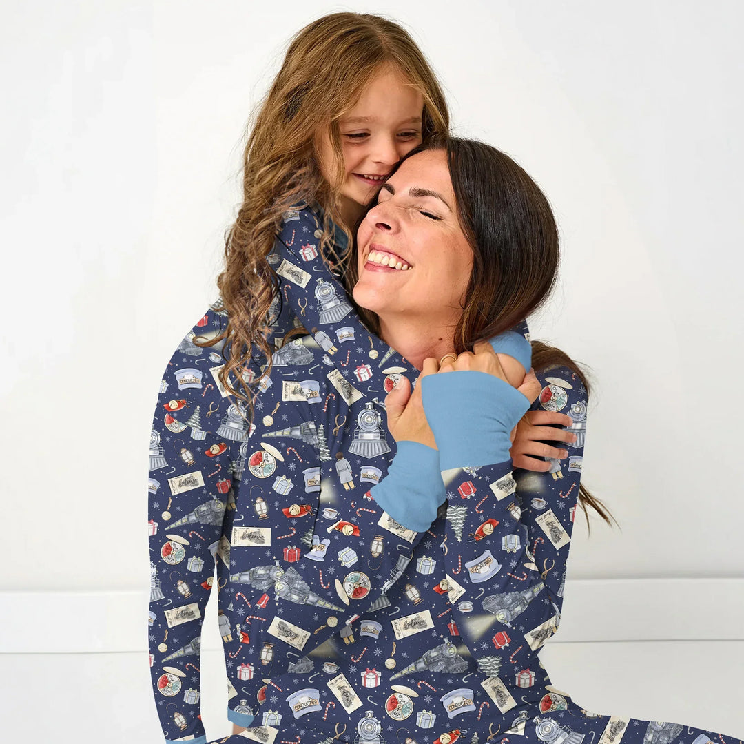 Christmas Train Bamboo Two Piece Long Sleeve Pajama Set