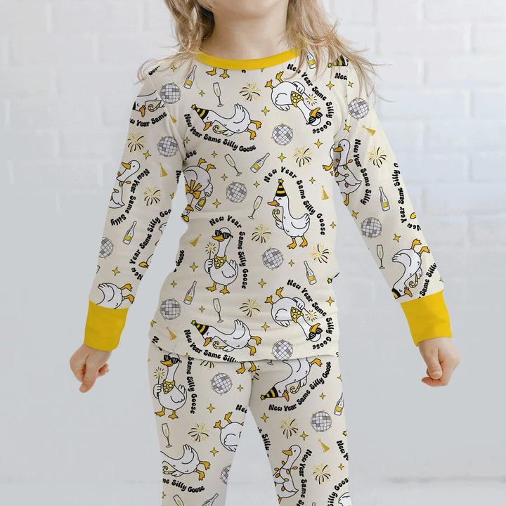 New Year Silly Goose Bamboo Two Piece Long Sleeve Pajama Set