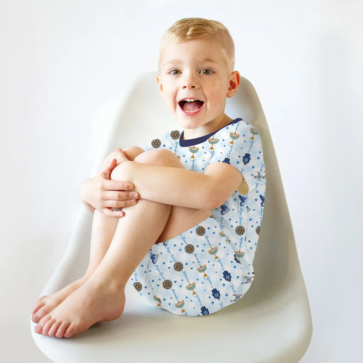Hanukkah Festival Matching Family Bamboo Two Piece Short Sleeve Shorts Pajama Set