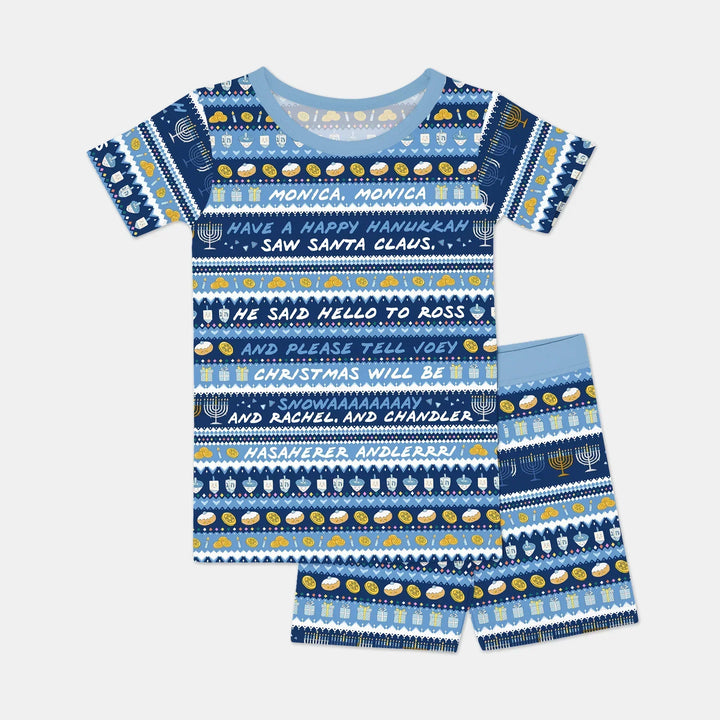 Hanukkah Fair Isle Bamboo Two Piece Short Sleeve Shorts Pajama Set