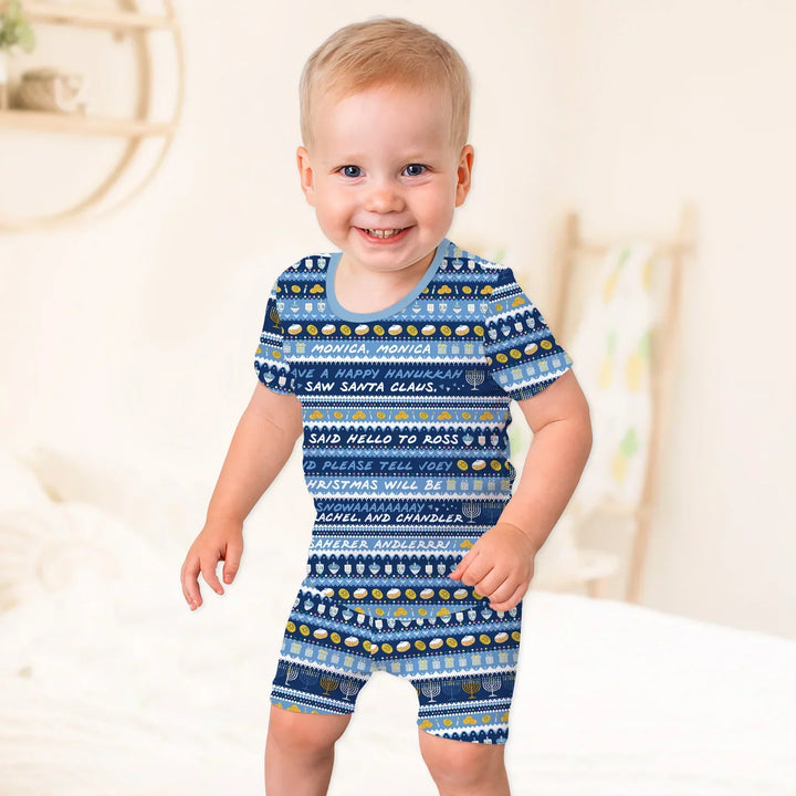 Hanukkah Fair Isle Bamboo Two Piece Short Sleeve Shorts Pajama Set