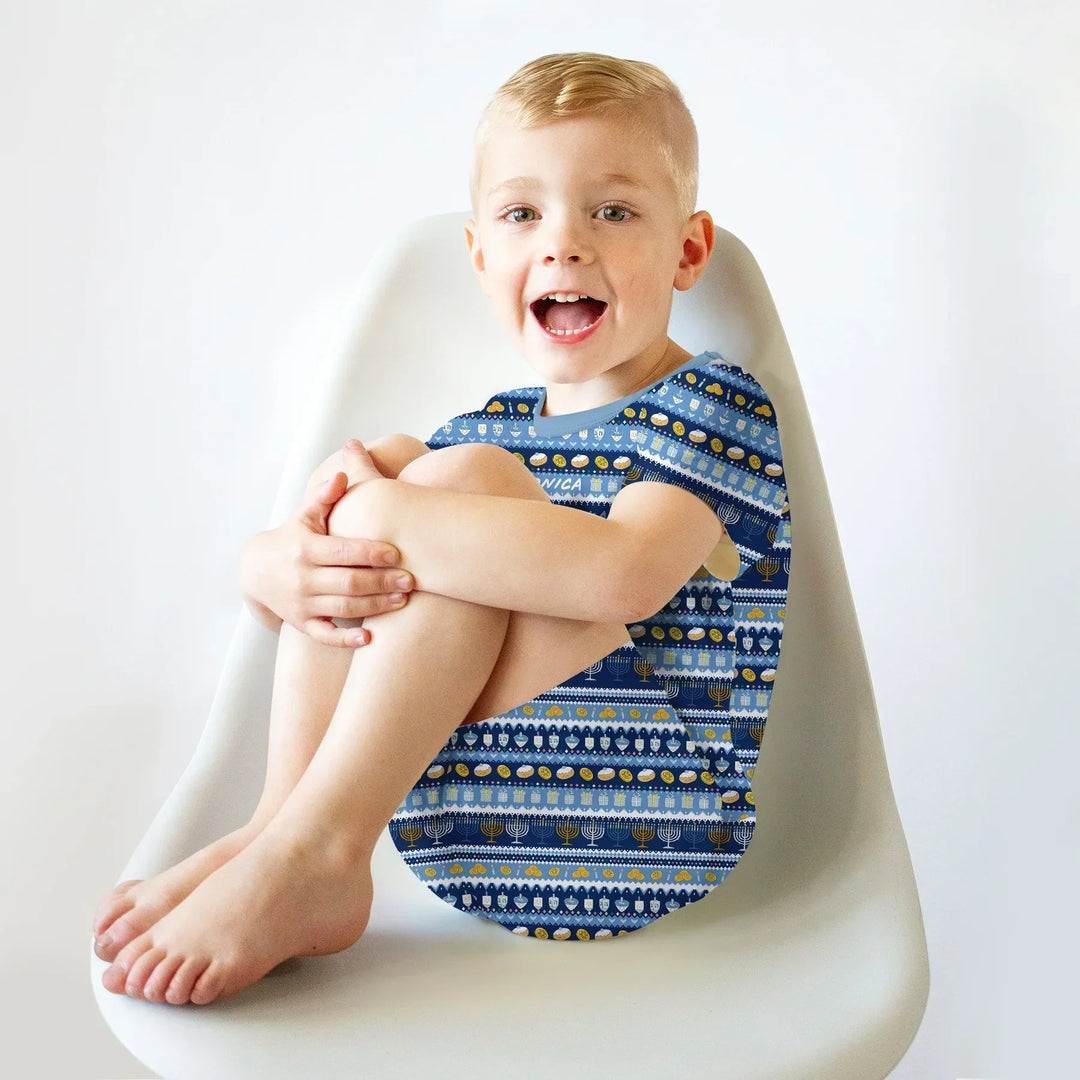 Hanukkah Fair Isle Bamboo Two Piece Short Sleeve Shorts Pajama Set