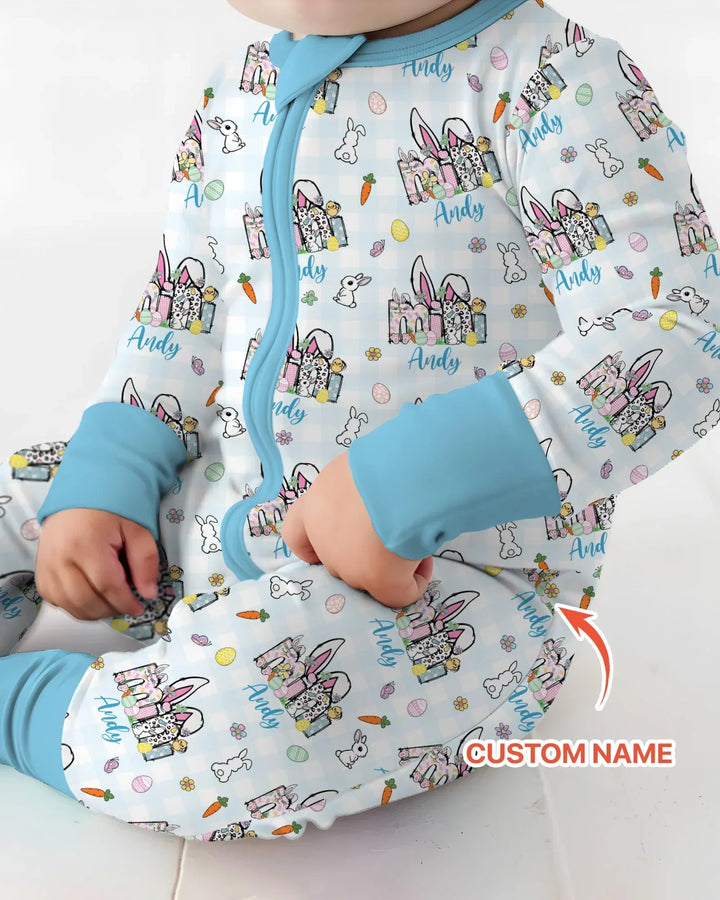 Custom Name Easter Family Matching Bamboo Convertible Zippy