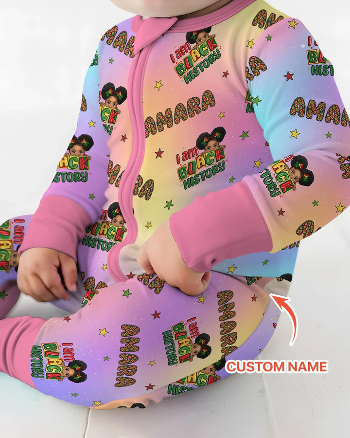Custom Name I Am Black History Custom Bamboo Convertible Zippy