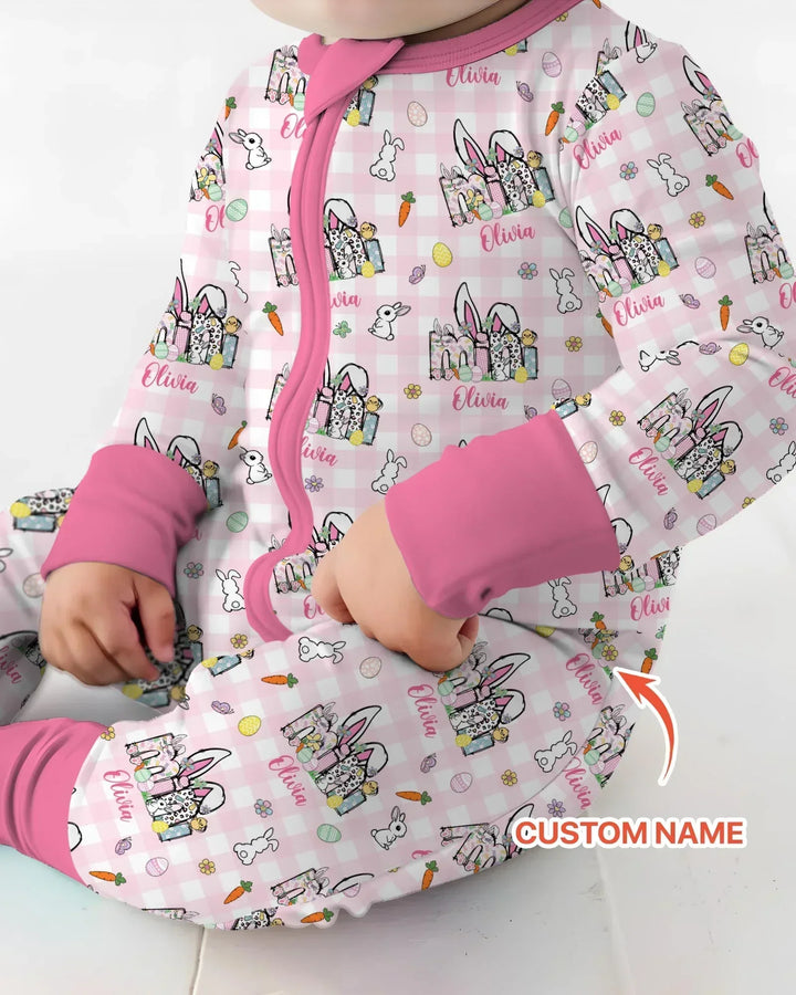 Custom Name Easter Family Matching Bamboo Convertible Zippy