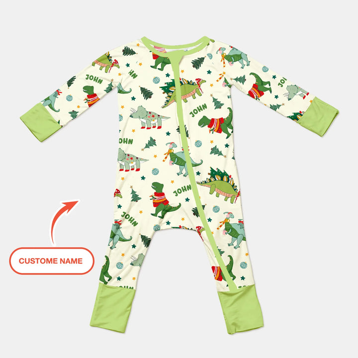 Custom Name Dinosaurs Christmas Tree Bamboo Convertible Zippy