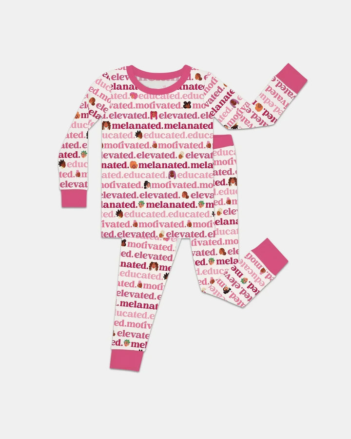 Educated Motivated Elevated Melanated Bamboo Two Piece Long Sleeve Pajama Set