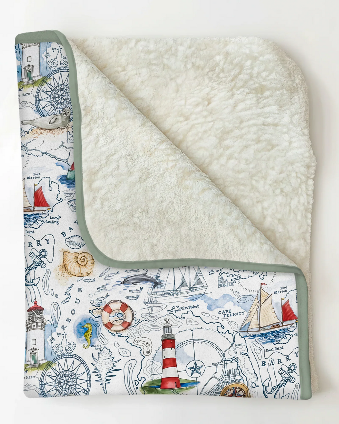 Seaside Adventure Map Bamboo Blanket