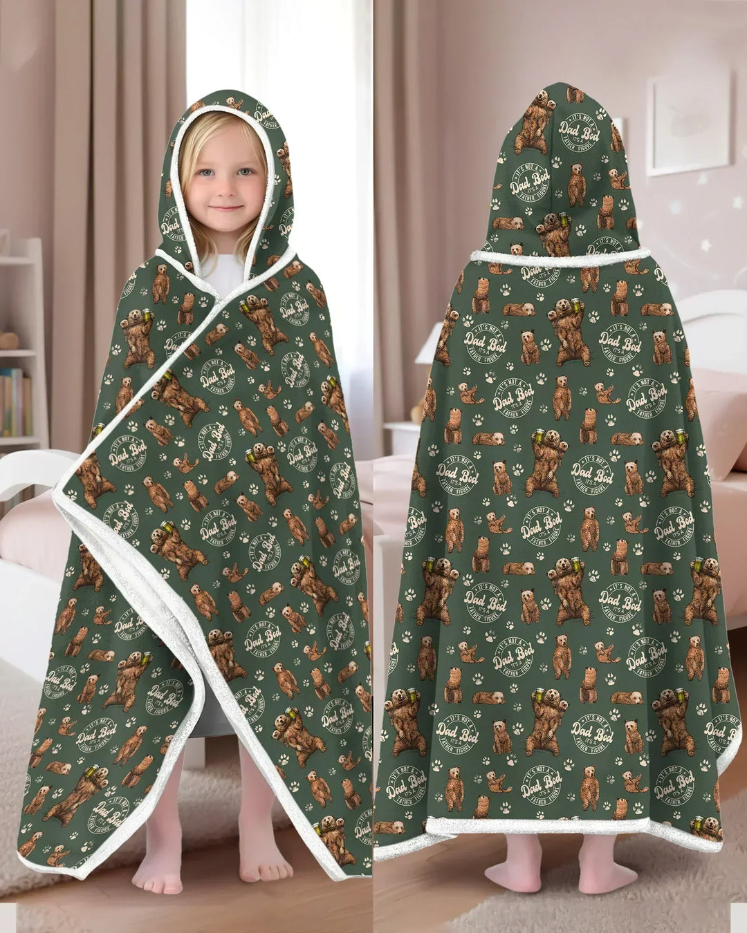 Daddy Bear It's Not A Dad Bod Bamboo Wearable Hooded Blanket