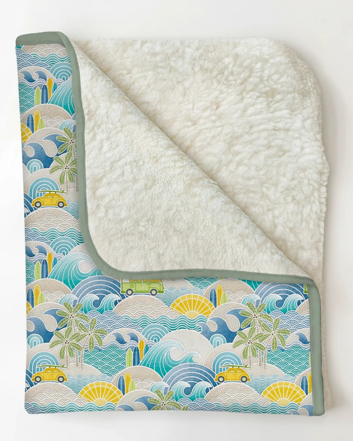 Coastal Road Trip Waves Surf Bamboo Blanket