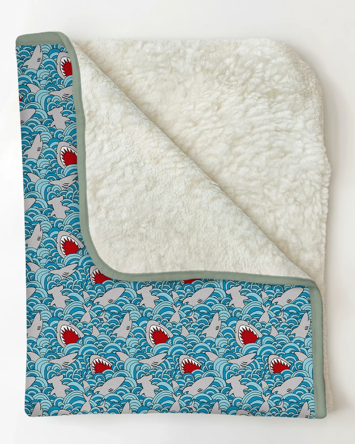 Shark Wave Rush Bamboo Blanket
