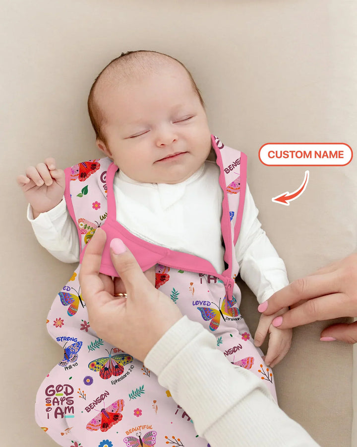 Custom Name God says I am Butterfly Bamboo Sleep Bag