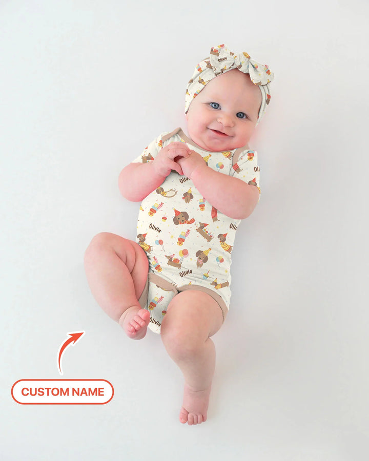 Dachshund Birthday Bamboo Bodysuit