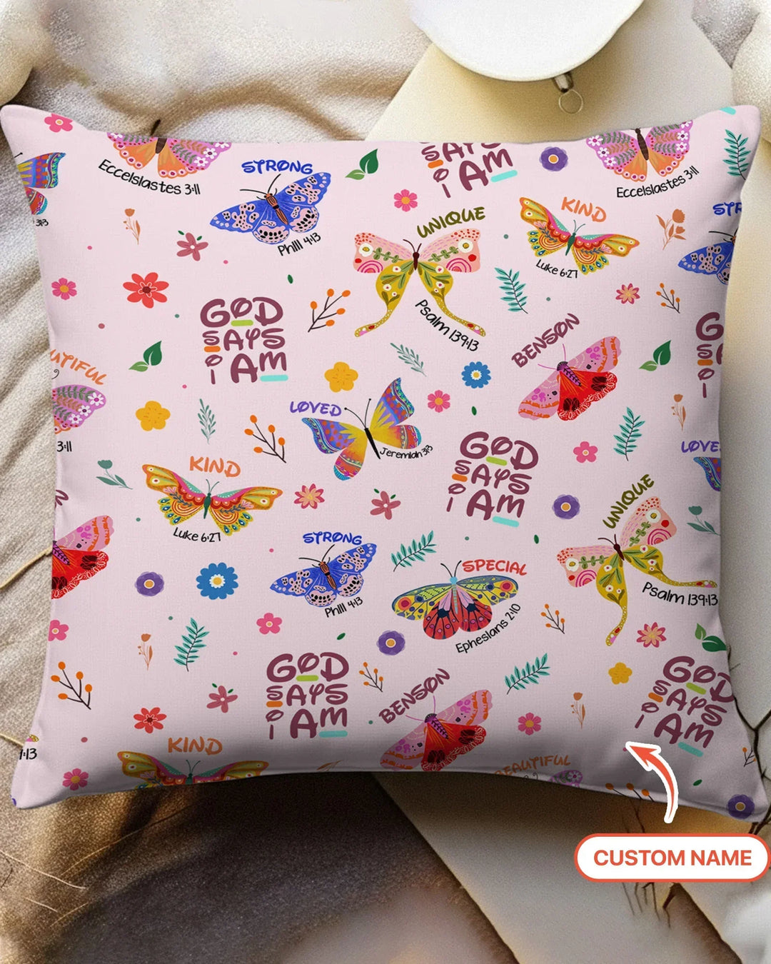 Custom Name God says I am Butterfly Bamboo Pillow Case