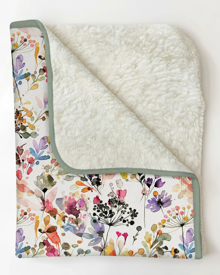 Wildflower Watercolor Garden Bamboo Blanket