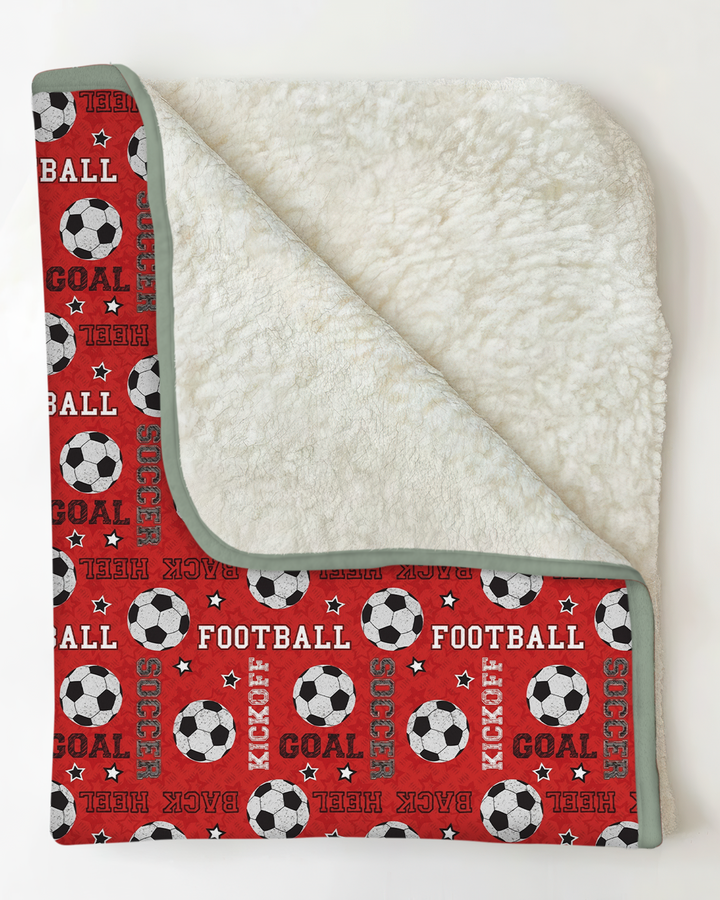 Red Soccer Ball Bamboo Blanket