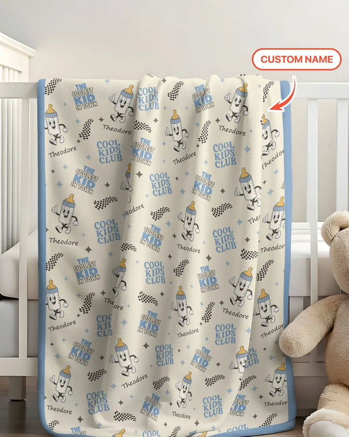 Custom Name Cool Club Daddy & Me Matching Bamboo Blanket