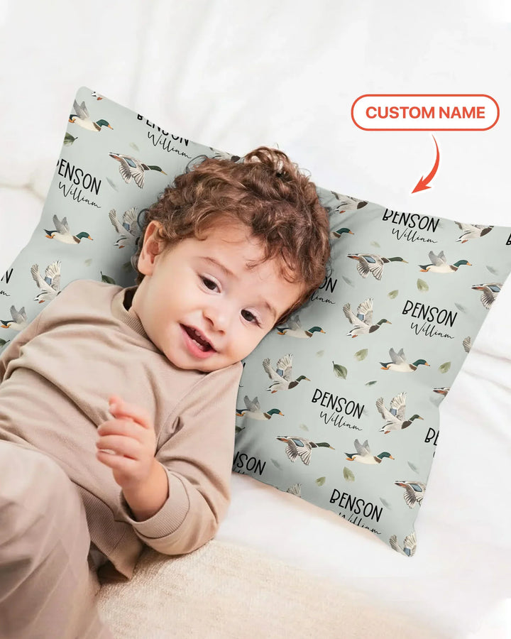 Custom Name Mallard Duck Bamboo Pillow Case