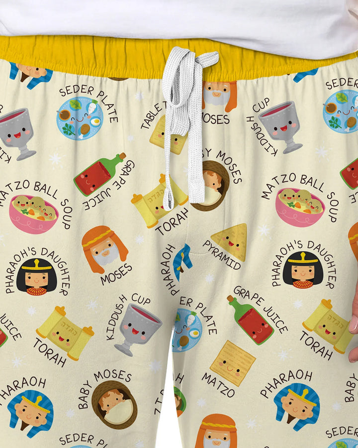 Cute Passover Characters Bamboo Men's Pajama Set