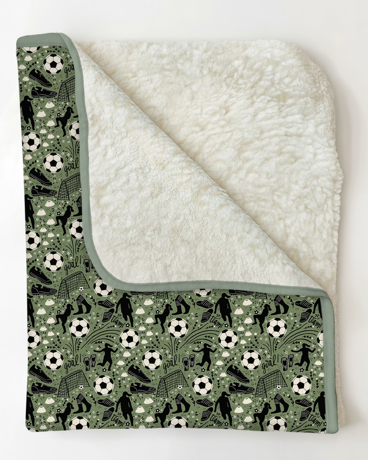 Sage Green Soccer Dreams Bamboo Blanket