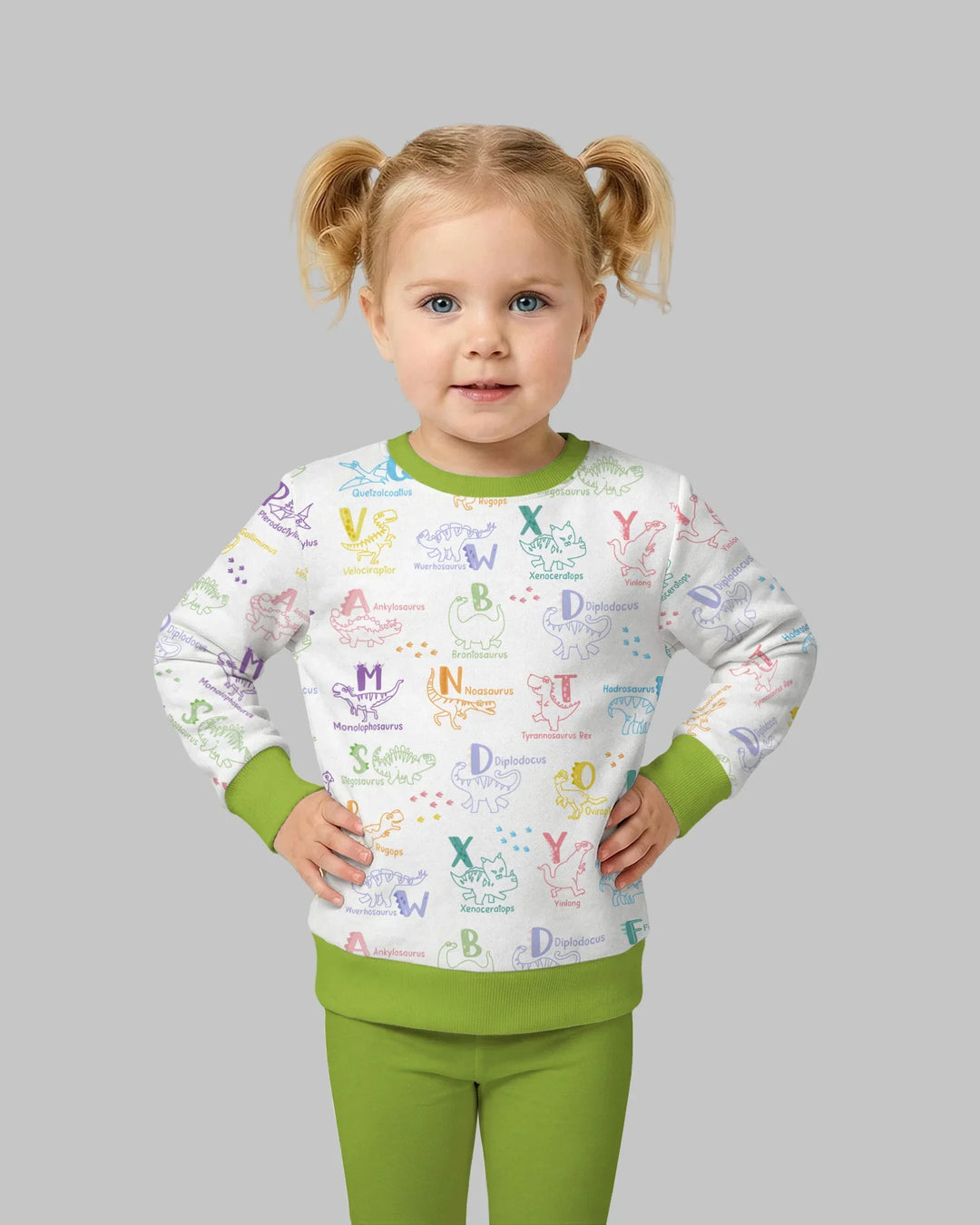 Dino Alphabet ABC Bamboo Crewneck Sweatshirt