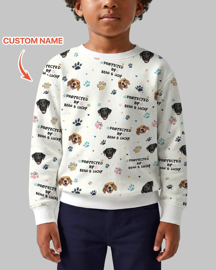 Custom Dog Photo Pattern "Protected By" Bamboo Crewneck Sweatshirt