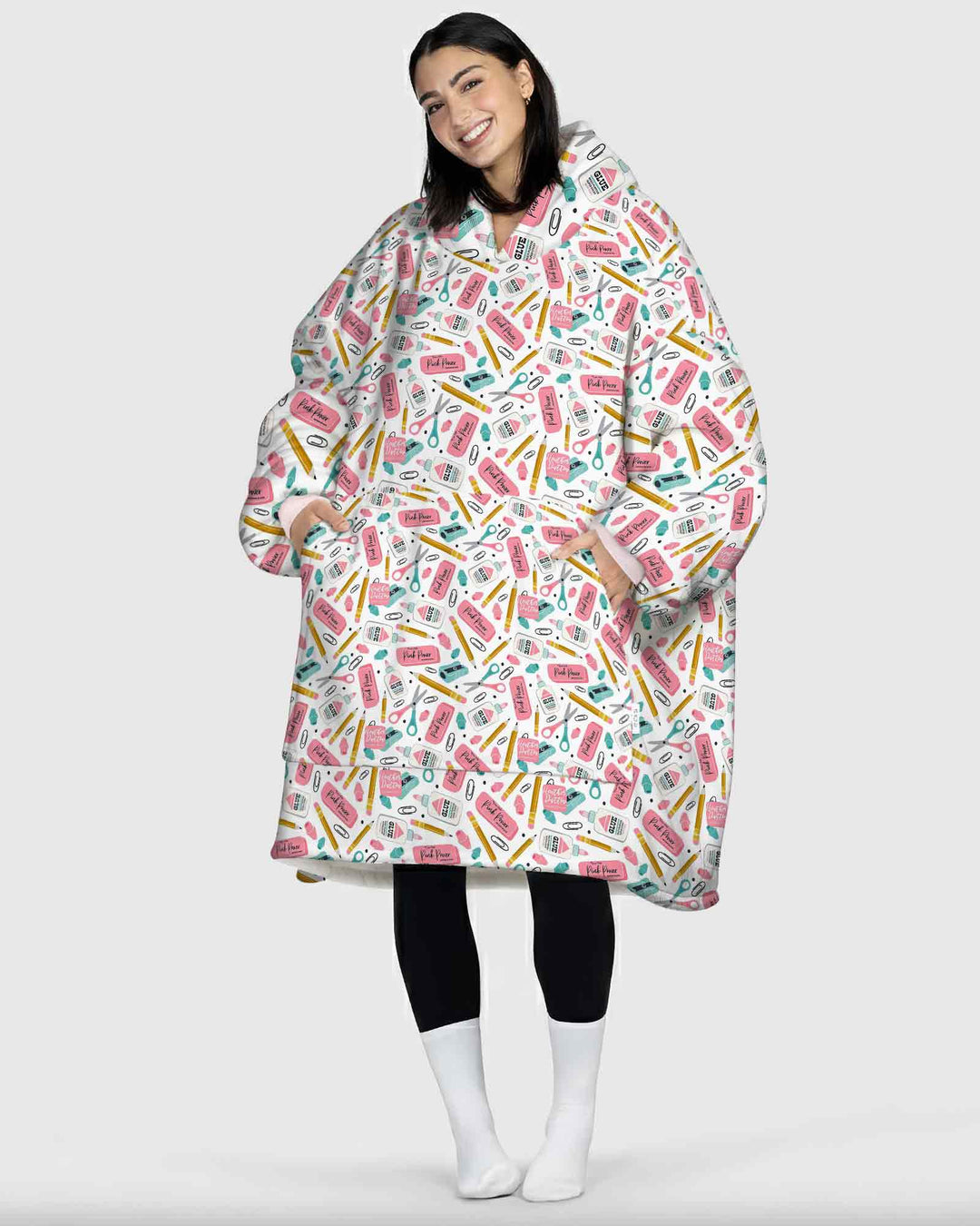 Pink Power School Supplies Bamboo Blanket Hoodie