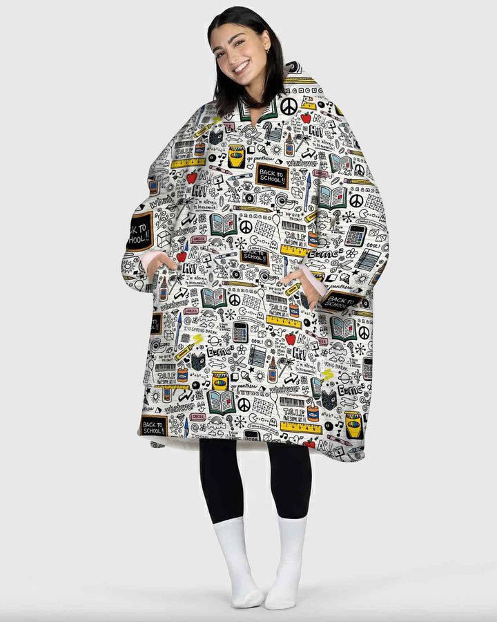 School Days Doodles Bamboo Blanket Hoodie