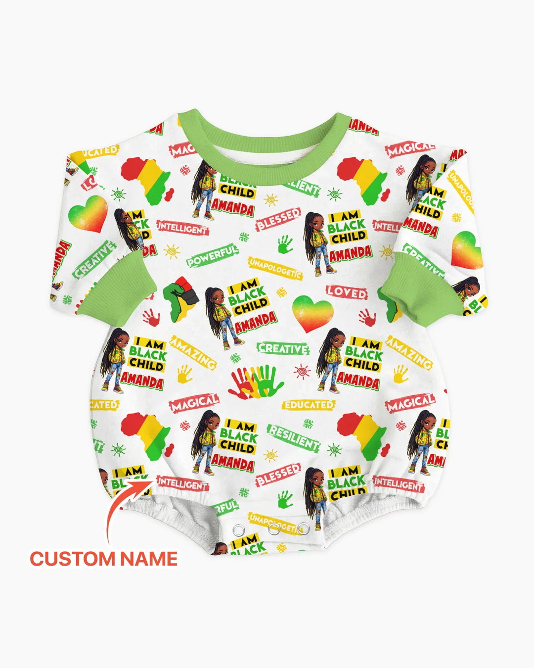 Custom Name I Am Black Child Magical Bamboo Bubble Romper