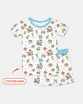 Custom Name Celebration Hundred Days Bamboo Two Piece Short Sleeve Shorts Pajama Set