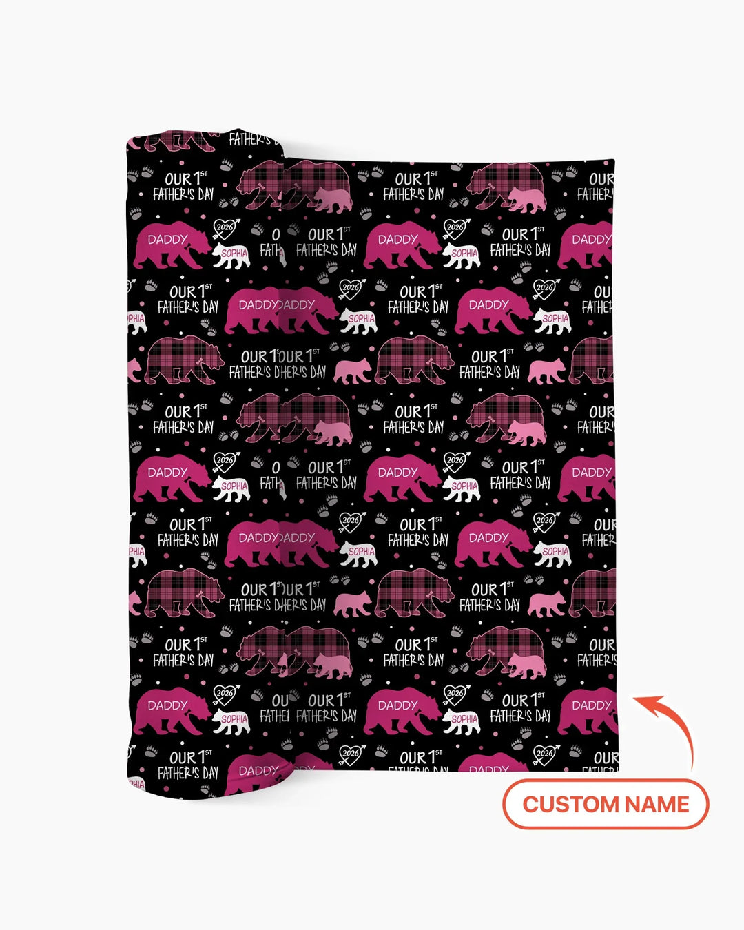 Our 1st Father's Day Daddy Bear & Me Matching swaddle blanket