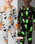 Halloween Boo & Pumpkin Glow In The Dark Bamboo Two Piece Long Sleeve Pyjamas Set