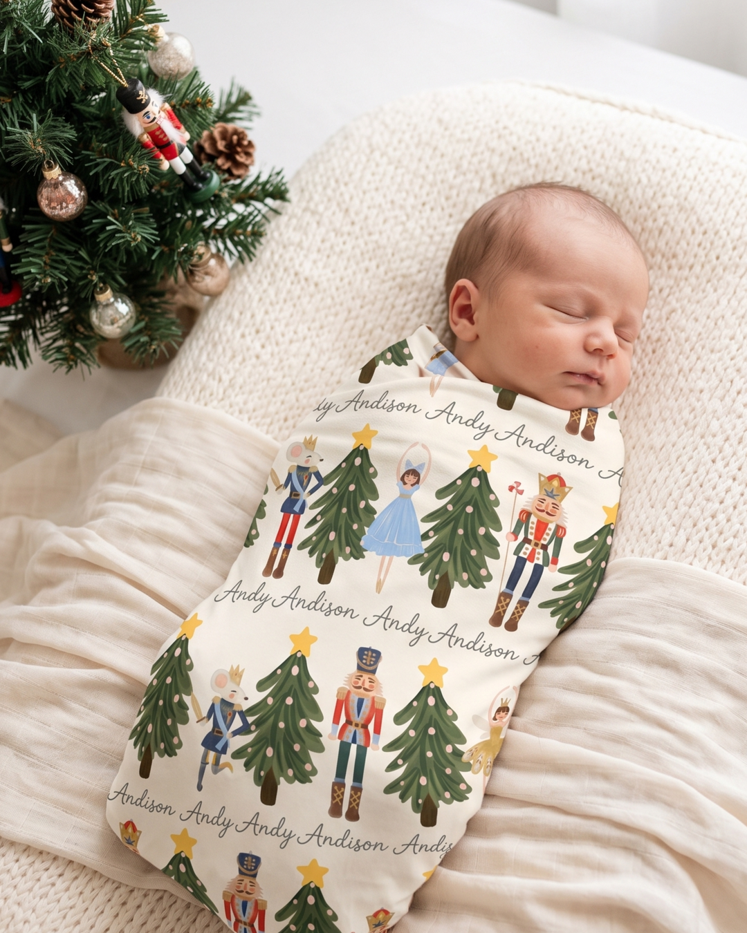 Custom Name Little Nutcracker Bamboo Swaddle Blanket