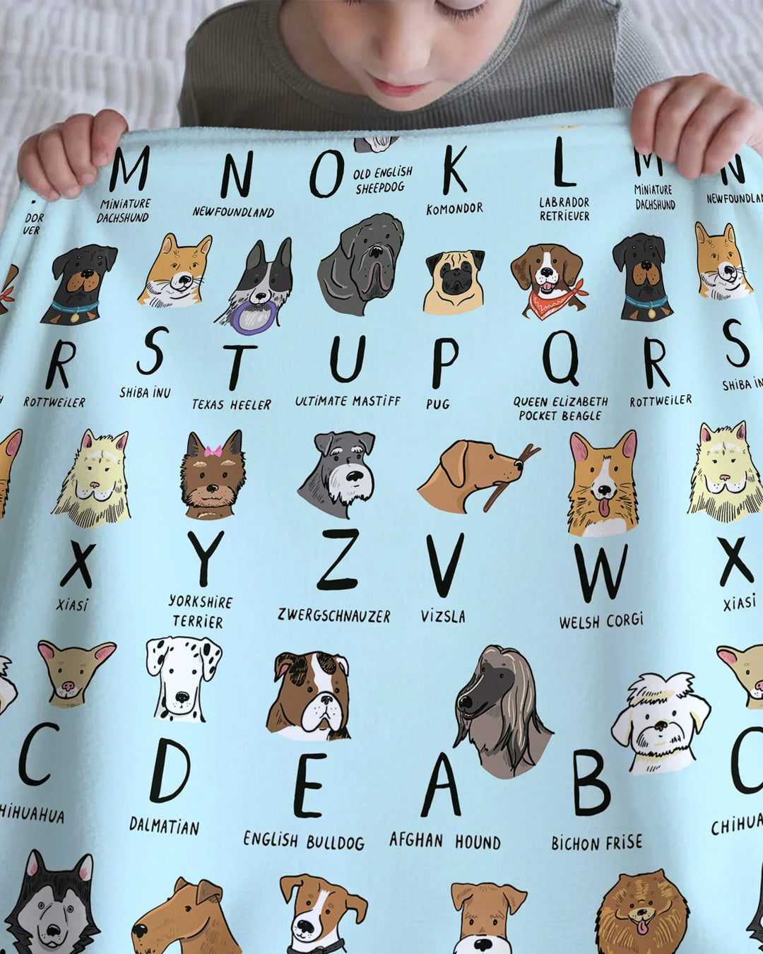 Funny Dogs Alphabet Bamboo Blanket
