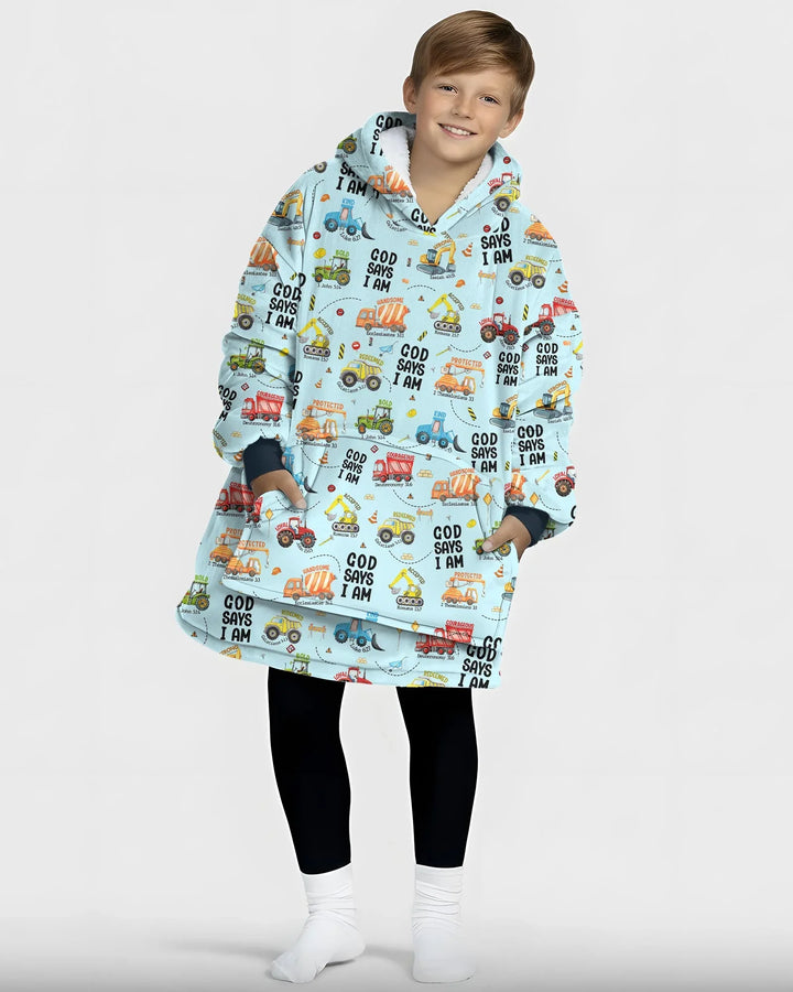 God Says I Am Boy Bamboo Blanket Hoodie