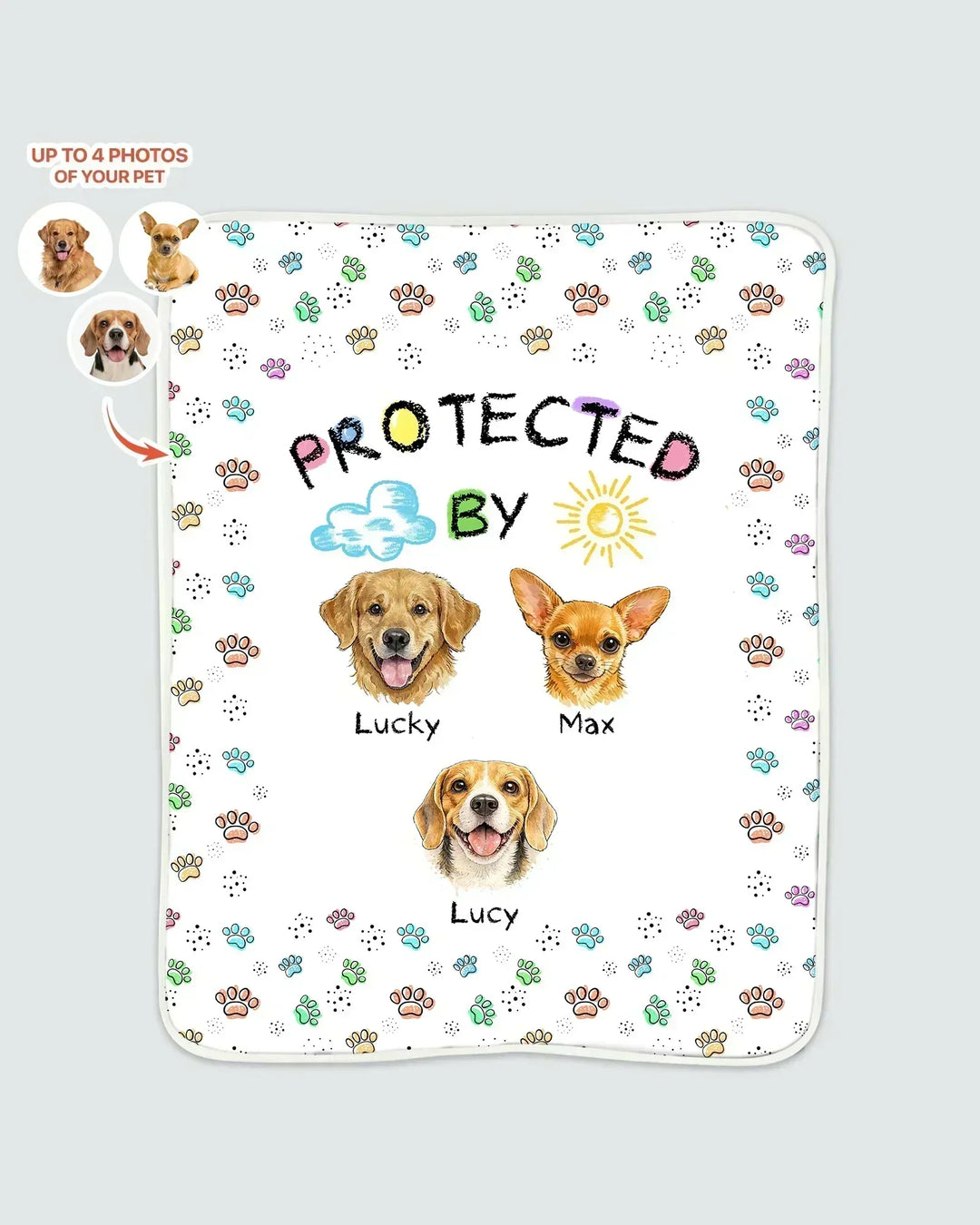 Custom Photo Crayon "Protected By" Bamboo Blanket