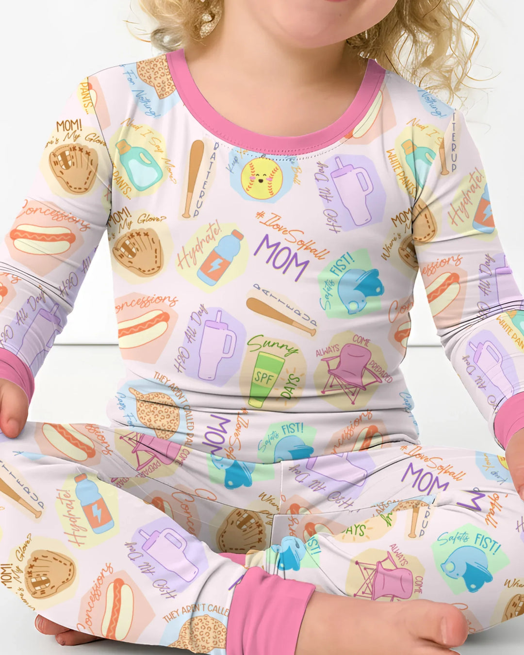 SoftBall Mom Saves The Days Two Piece Long Sleeve Pajama Set