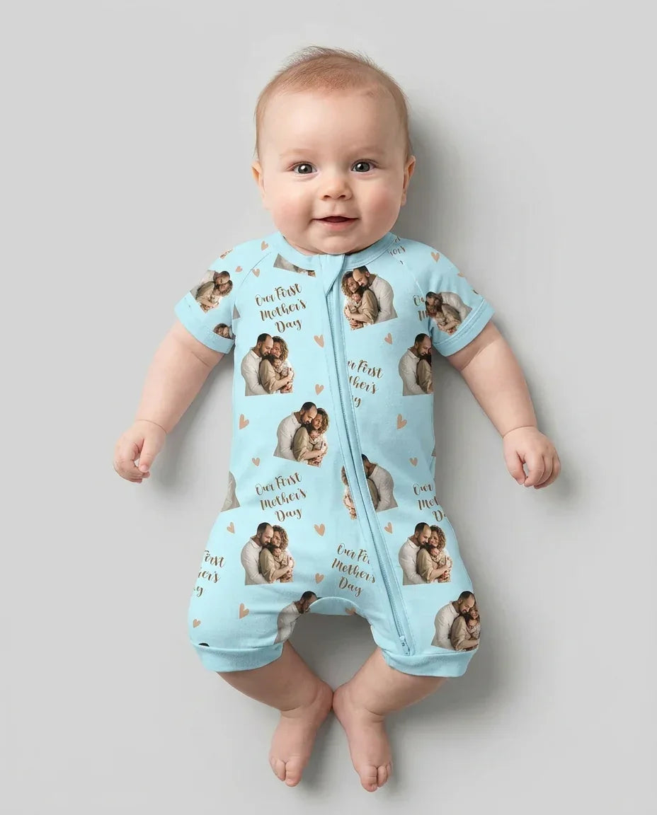 Custom Photo Our First as Parents Bamboo Shorty Zippy
