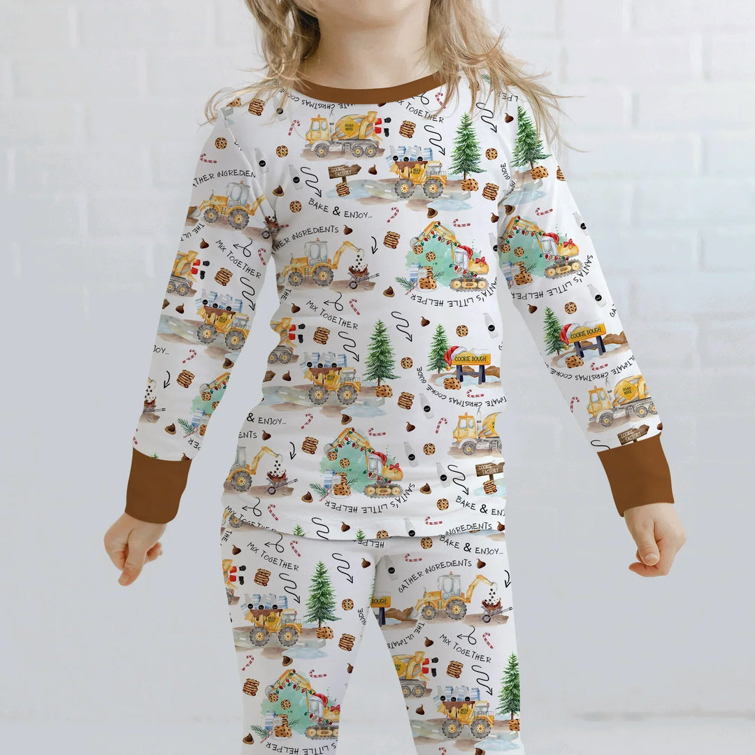 Construction Christmas Cookie Bamboo Two Piece Long Sleeve Pajama Set