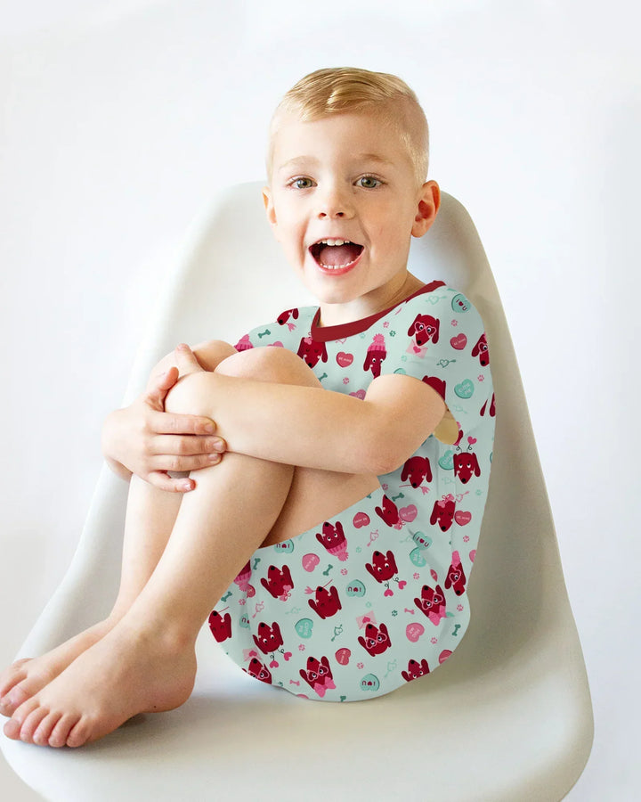Dachshund Is My Valentine Bamboo Two Piece Short Sleeve Shorts Pajama Set