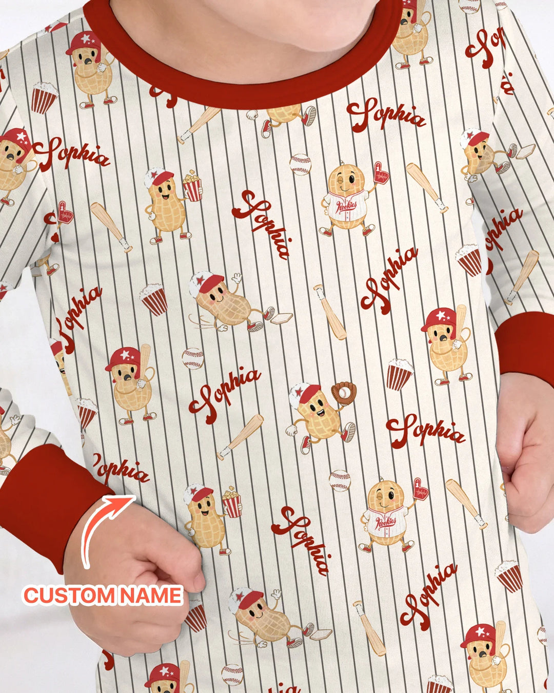 Custom Nam Retro Ballgame Bamboo Two Piece Long Sleeve Pajama Set