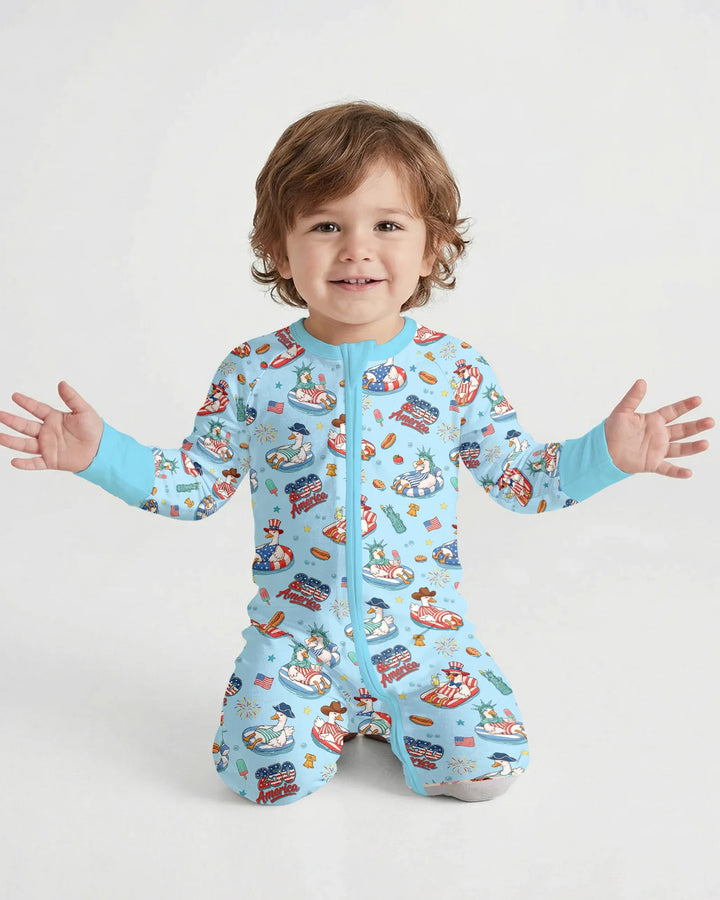 250 America Patriotic Goose Family Matching Bamboo Convertible Zippy